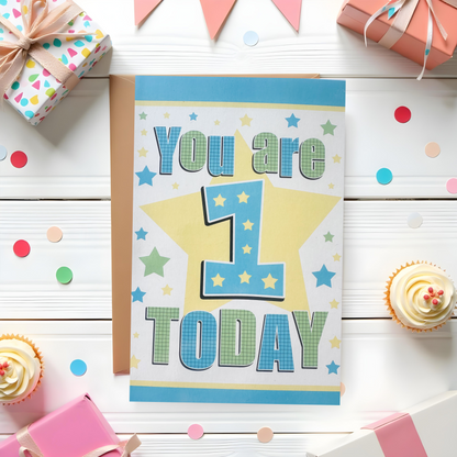 1 Year BoysBirthday Card (7.5x5")