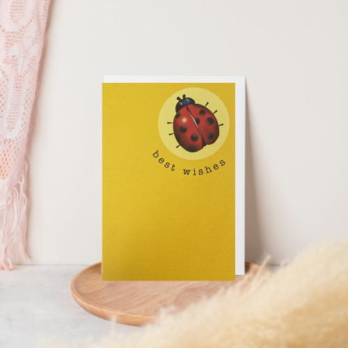 Yellow Ladybird 'Best Wishes' Card (6x4")