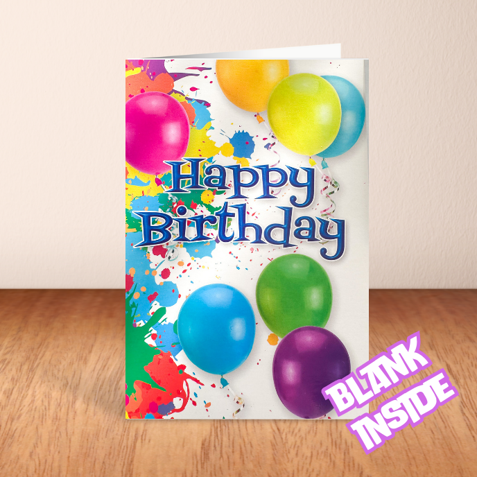 Graffiti & Balloon 'Happy Birthday' Card - Blank (6x4")