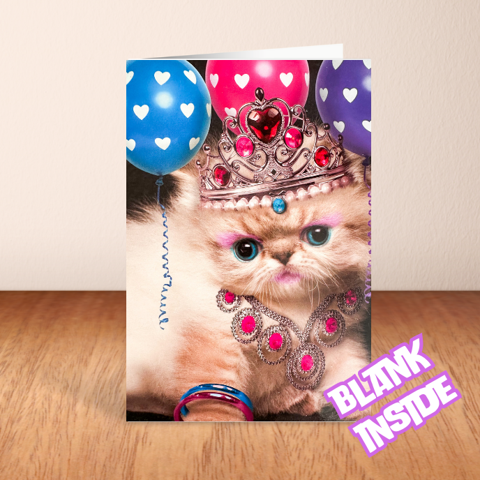 Make-up Princess Kitty Card -Blank (6x4")