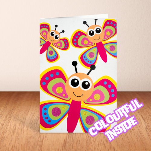 Bright Glitter Butterfly Card (6x4")