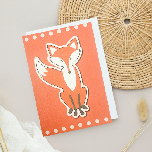 Tangerine Elegant Fox Card (6x4")