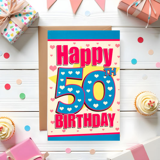 Age 50th Female Birthday Card (7.5x5")