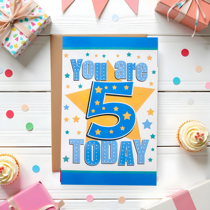 5 Years Old Boys Birthday Card (7.5x5")