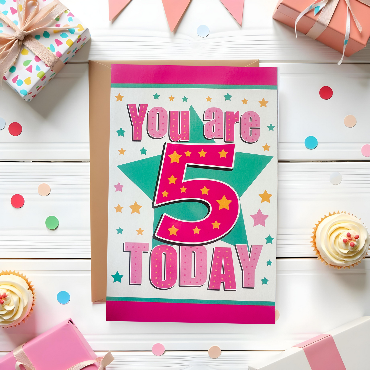 5 Years Old Girls Birthday Card (7.5x5")