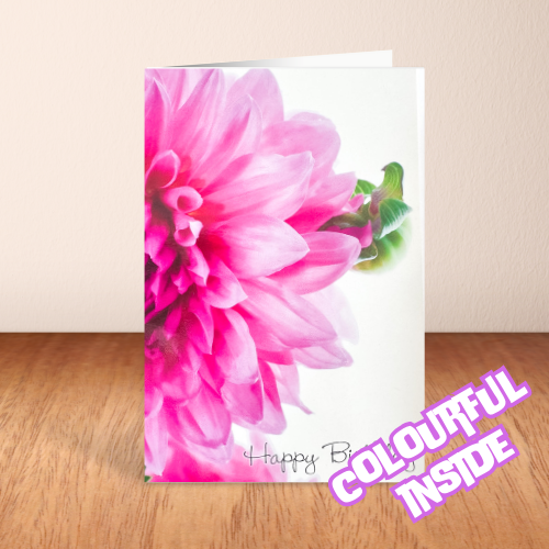 Beautiful Pink Flower 'Happy Birthday' Card (6x4")