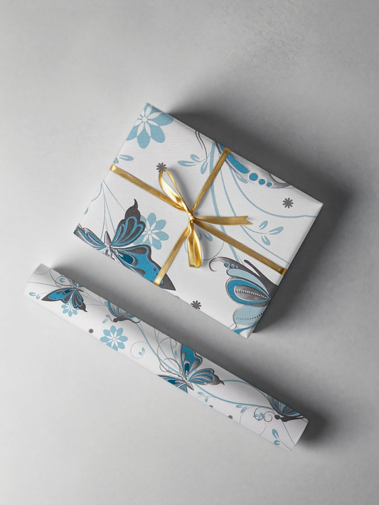 Teal Butterfly & Dragonfly Gift Wrap