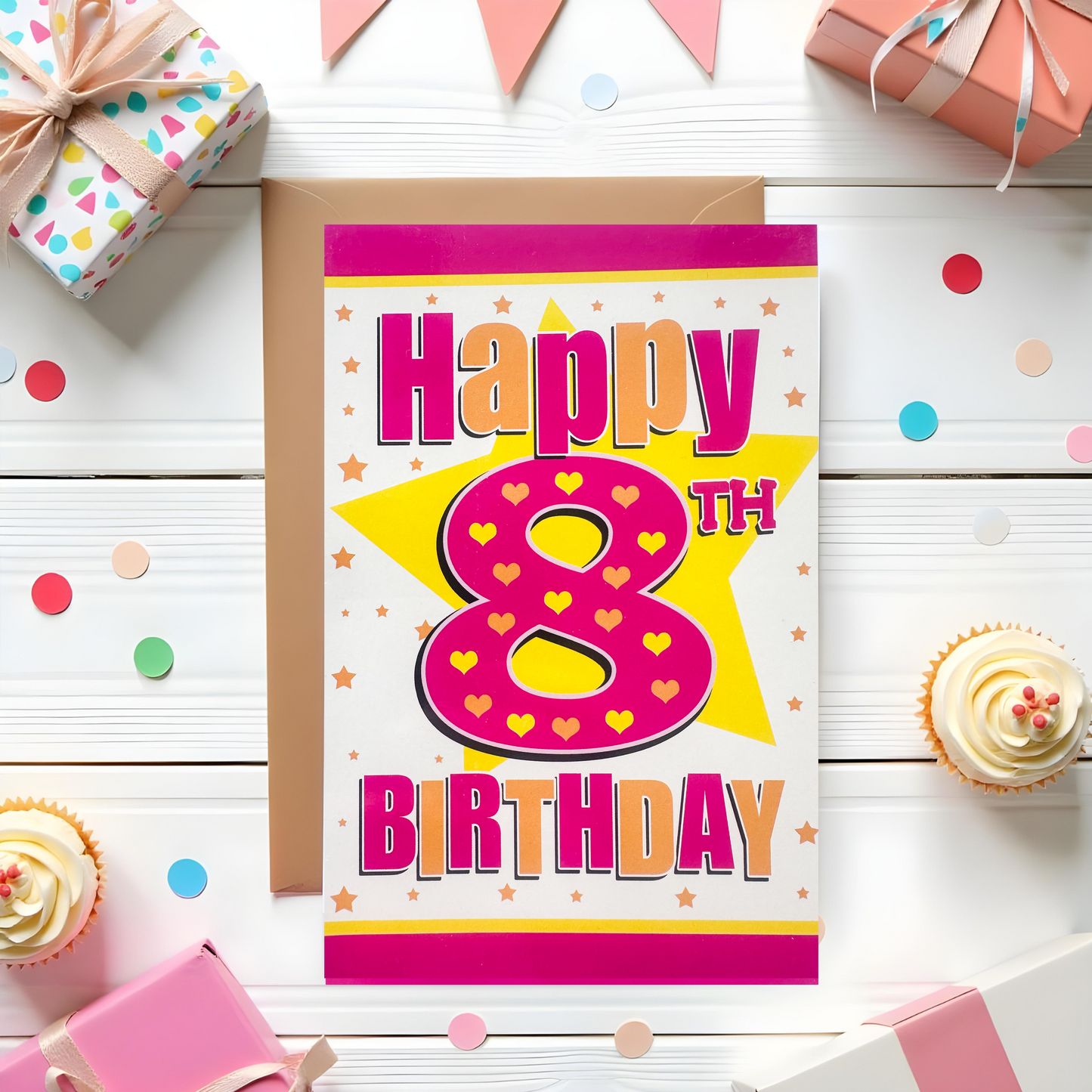 8 Years Old Girls Birthday Card (7.5x5")