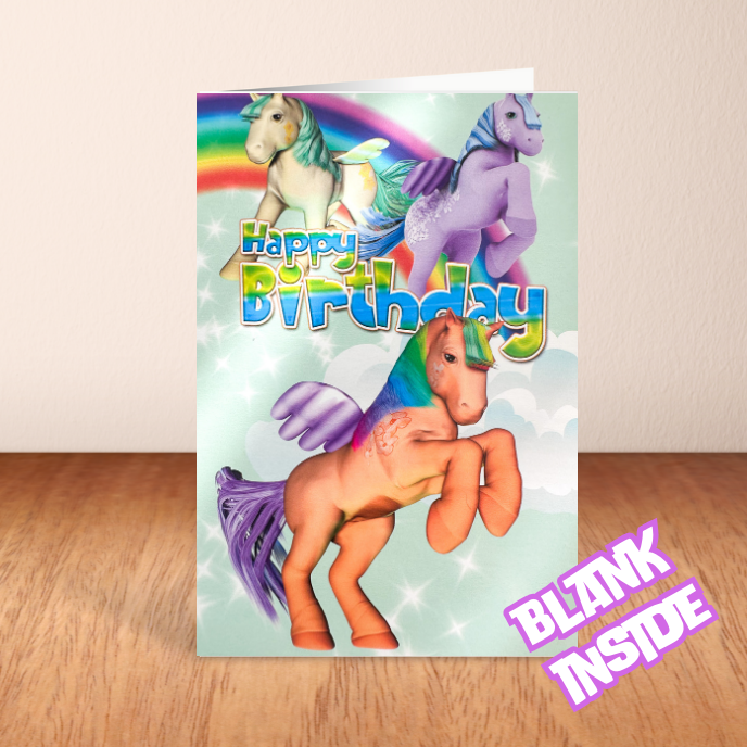 Rainbow Pony Happy Birthday Card - Blank (6x4")