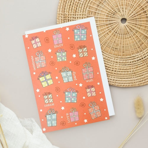 Tangerine Multiple Gifts/Presents BLANK Card (6x4")