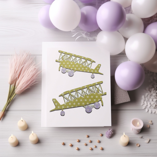 Lilac & Mint Aeroplane Card (4x3")