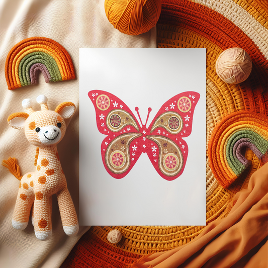 Tangerine Butterfly Card (4x3")