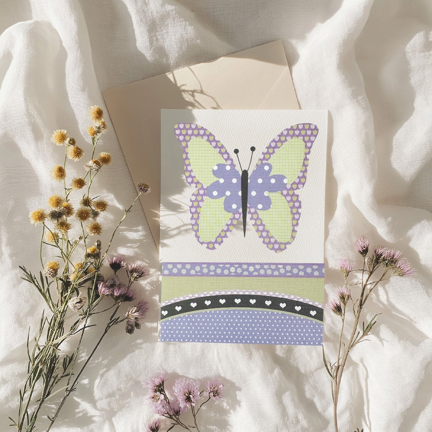 Lilac & Mint Butterfly Card BLANK (6x4")