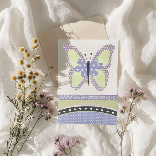 Lilac & Mint Butterfly Card BLANK (6x4")