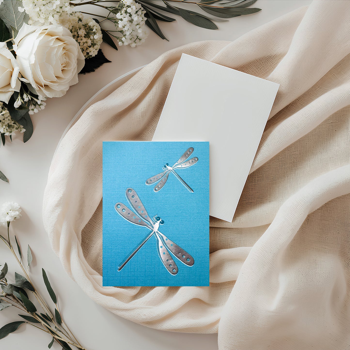 Teal Dragonfly Card (4x3")