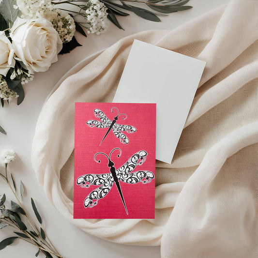 Red Dragonfly Card (4x3")