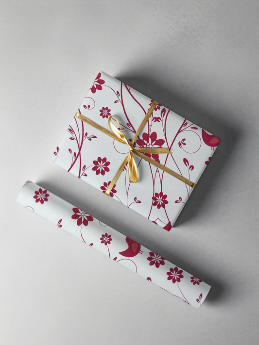 Red & White Flower Gift Wrap