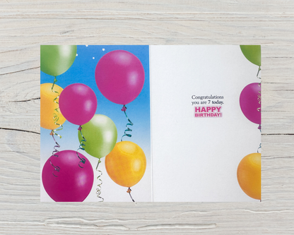 7 Year Old Girls Birthday Card (7.5x5")