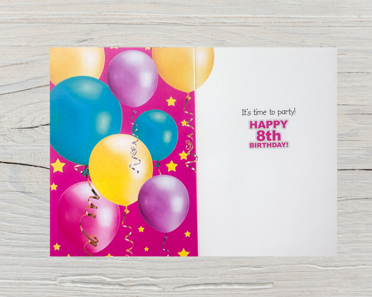 8 Years Old Girls Birthday Card (7.5x5")