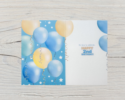 2 Years Old Boys Birthday Card (7.5x5")