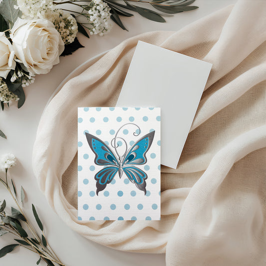 Teal Butterfly Card (4x3")