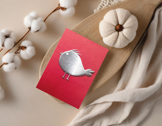 Red cute bird Card (4x3")