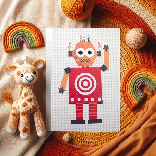 Tangerine Robot Card (4x3")
