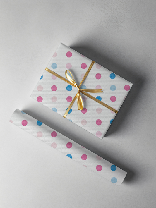 Pink & Blue Spotty Gift Wrap